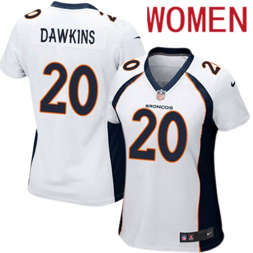 Women Denver Broncos 20 Brian Dawkins White Nike Game NFL Jersey